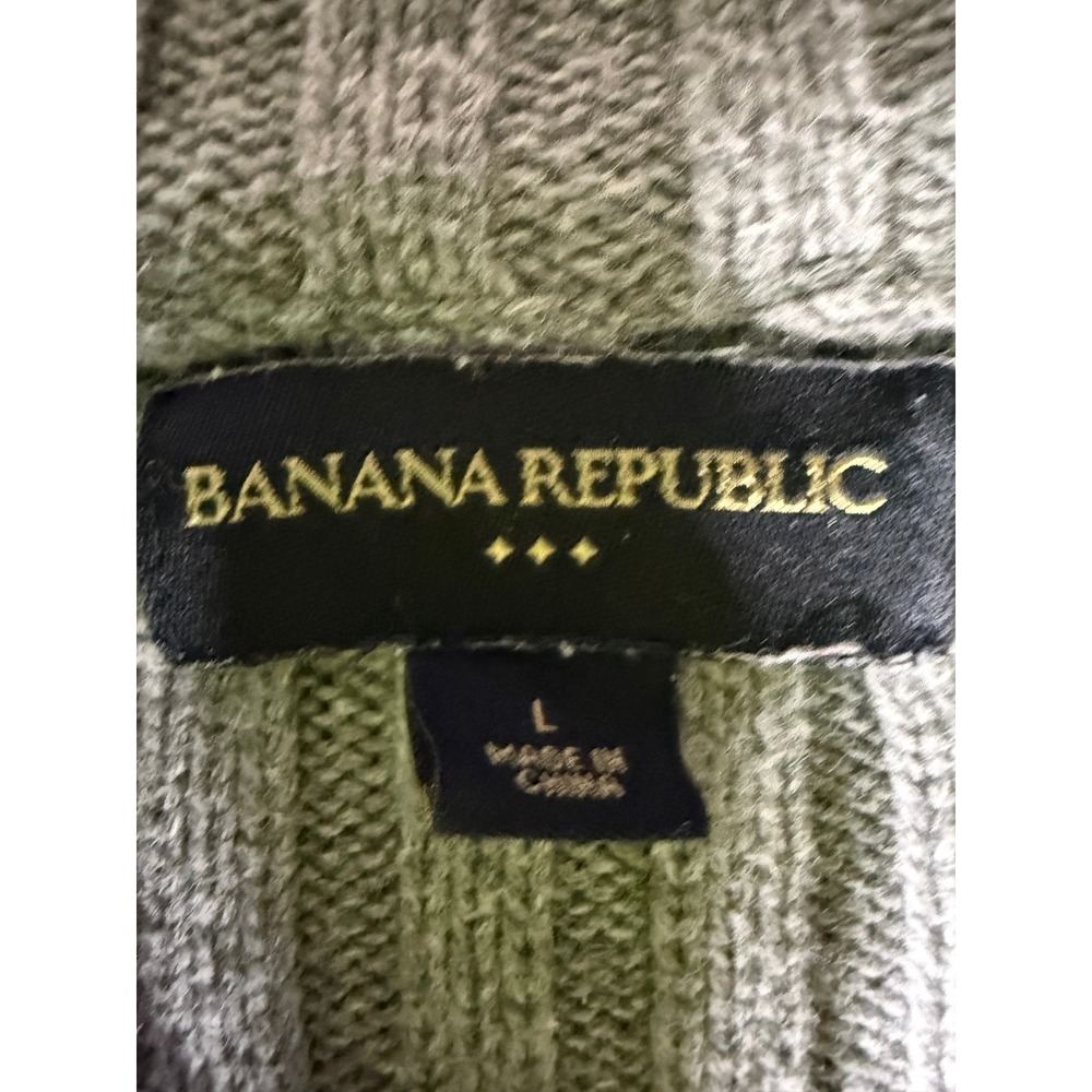 Banana Republic Mens Grey Ribbed Quarter Zip Sweater Varsity Stripe Large - Picture 5 of 5